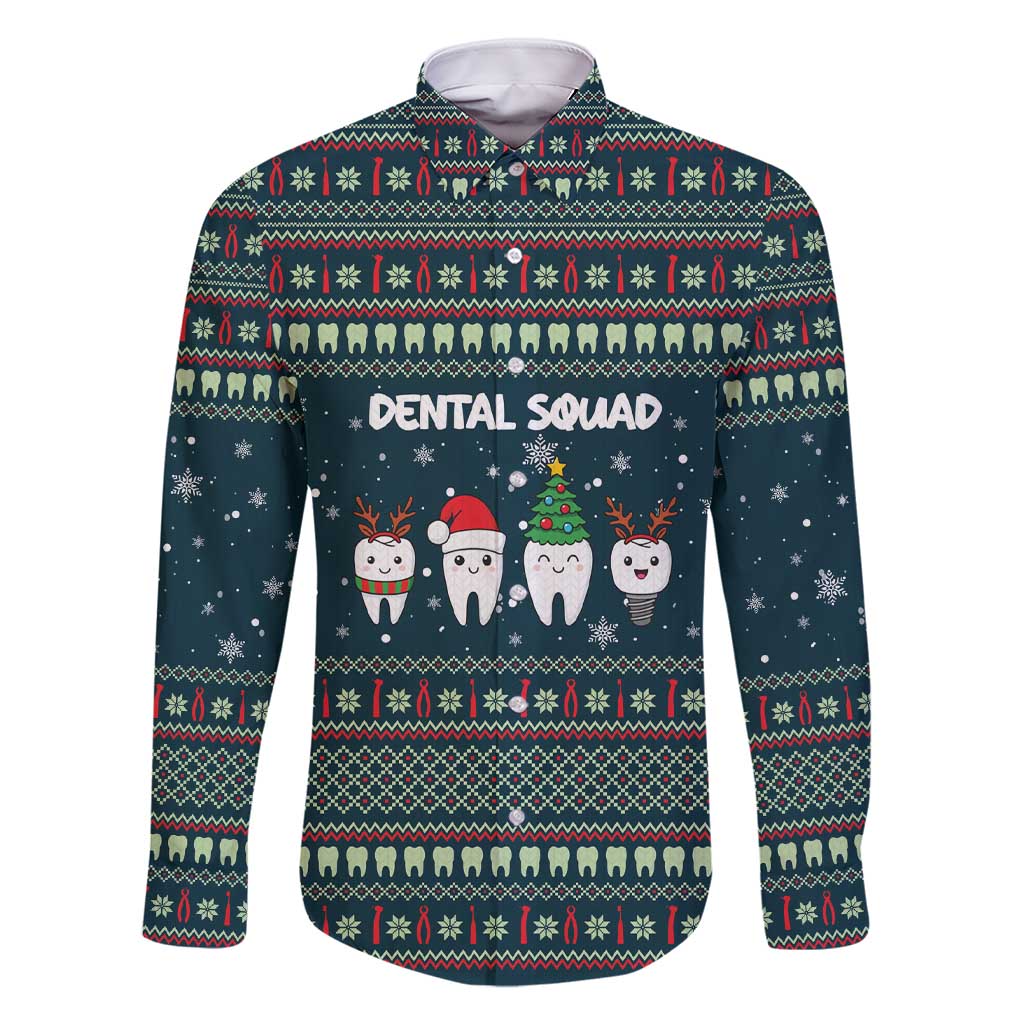 Funny Christmas Dental Squad Tooth Characters Family Matching Short Sleeve Bodycon Dress and Hawaiian Shirt Snowflake Pattern Design - Wonder Print Shop