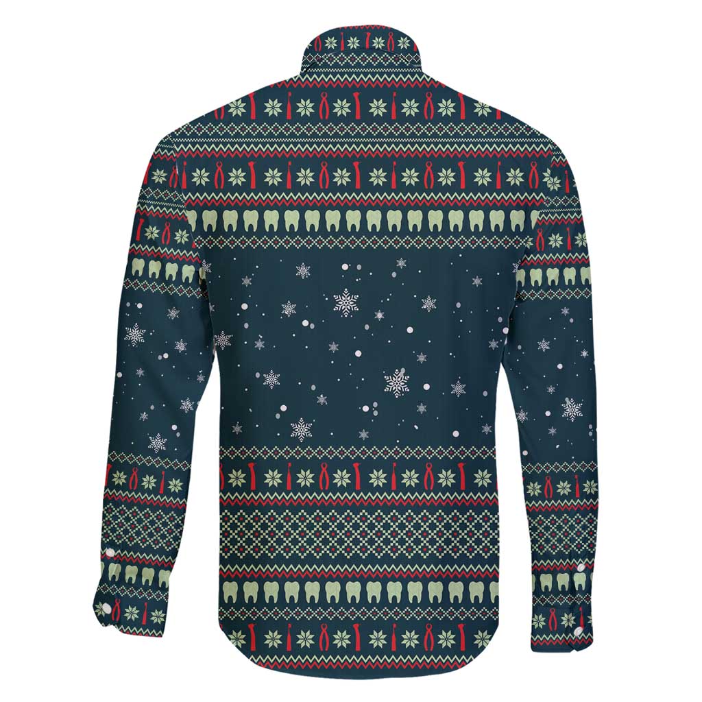 Funny Christmas Dental Squad Tooth Characters Family Matching Short Sleeve Bodycon Dress and Hawaiian Shirt Snowflake Pattern Design - Wonder Print Shop