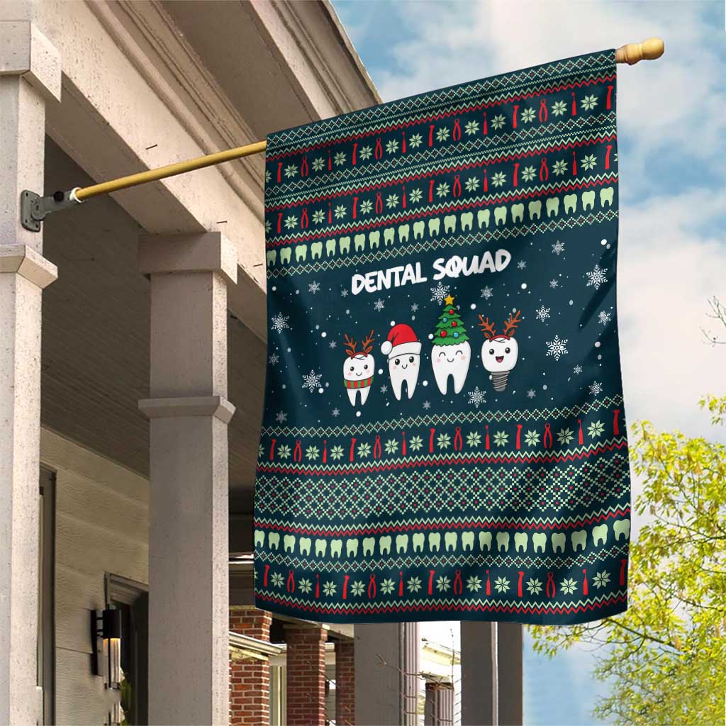 Funny Christmas Dental Squad Tooth Characters Garden Flag Snowflake Pattern Design - Wonder Print Shop