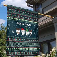 Funny Christmas Dental Squad Tooth Characters Garden Flag Snowflake Pattern Design - Wonder Print Shop