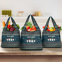 Funny Christmas Dental Squad Tooth Characters Grocery Bag Snowflake Pattern Design - Wonder Print Shop