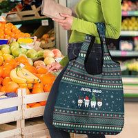 Funny Christmas Dental Squad Tooth Characters Grocery Bag Snowflake Pattern Design - Wonder Print Shop