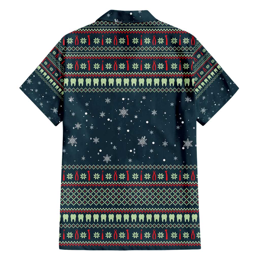 Funny Christmas Dental Squad Tooth Characters Hawaiian Shirt Snowflake Pattern Design - Wonder Print Shop
