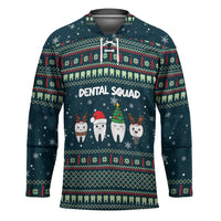 Funny Christmas Dental Squad Tooth Characters Hockey Jersey Snowflake Pattern Design - Wonder Print Shop