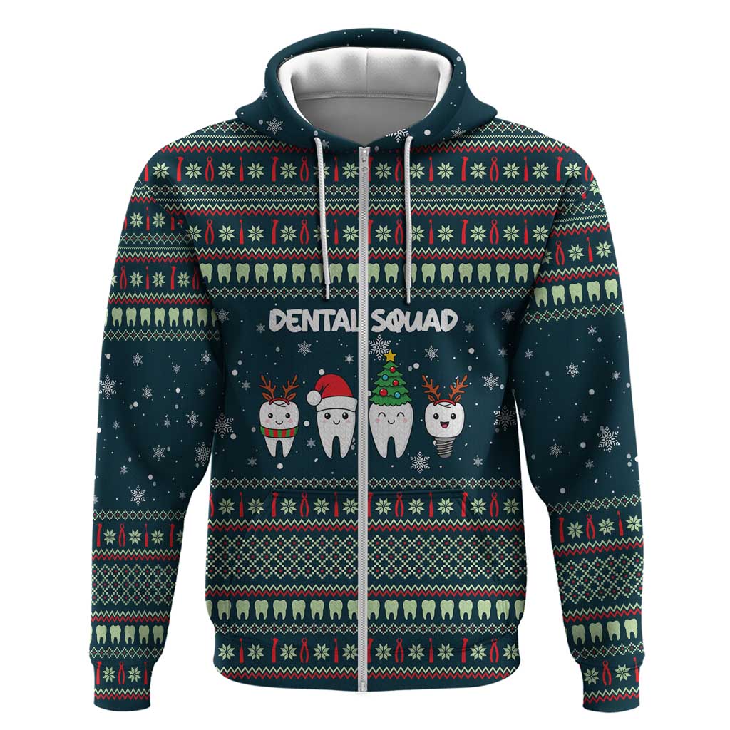 Funny Christmas Dental Squad Tooth Characters Hoodie Snowflake Pattern Design - Wonder Print Shop