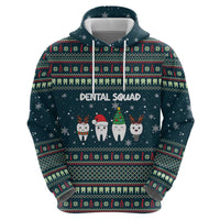 Funny Christmas Dental Squad Tooth Characters Hoodie Snowflake Pattern Design - Wonder Print Shop