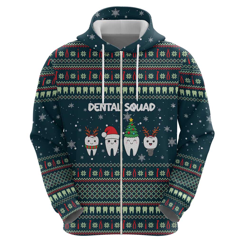 Funny Christmas Dental Squad Tooth Characters Hoodie Snowflake Pattern Design - Wonder Print Shop