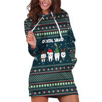 Funny Christmas Dental Squad Tooth Characters Hoodie Dress Snowflake Pattern Design - Wonder Print Shop