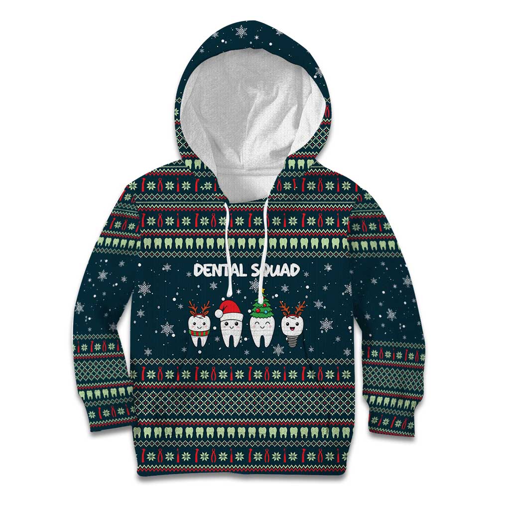 Funny Christmas Dental Squad Tooth Characters Kid Hoodie Snowflake Pattern Design - Wonder Print Shop