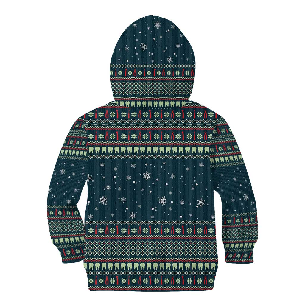 Funny Christmas Dental Squad Tooth Characters Kid Hoodie Snowflake Pattern Design - Wonder Print Shop