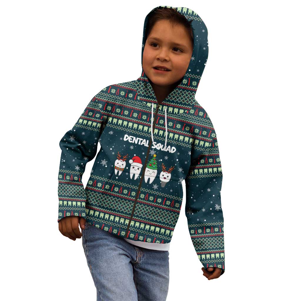 Funny Christmas Dental Squad Tooth Characters Kid Hoodie Snowflake Pattern Design - Wonder Print Shop