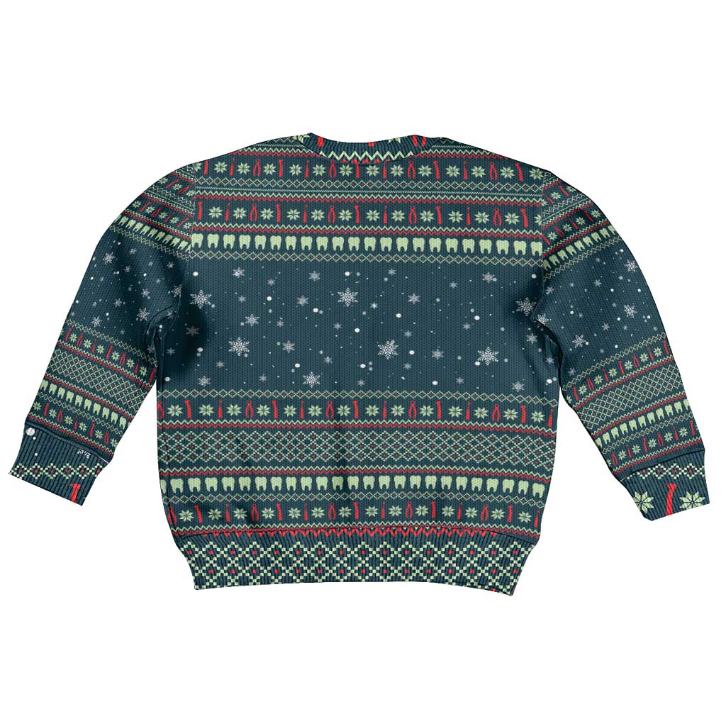 Funny Christmas Dental Squad Tooth Characters Kid Ugly Christmas Sweater Snowflake Pattern Design - Wonder Print Shop