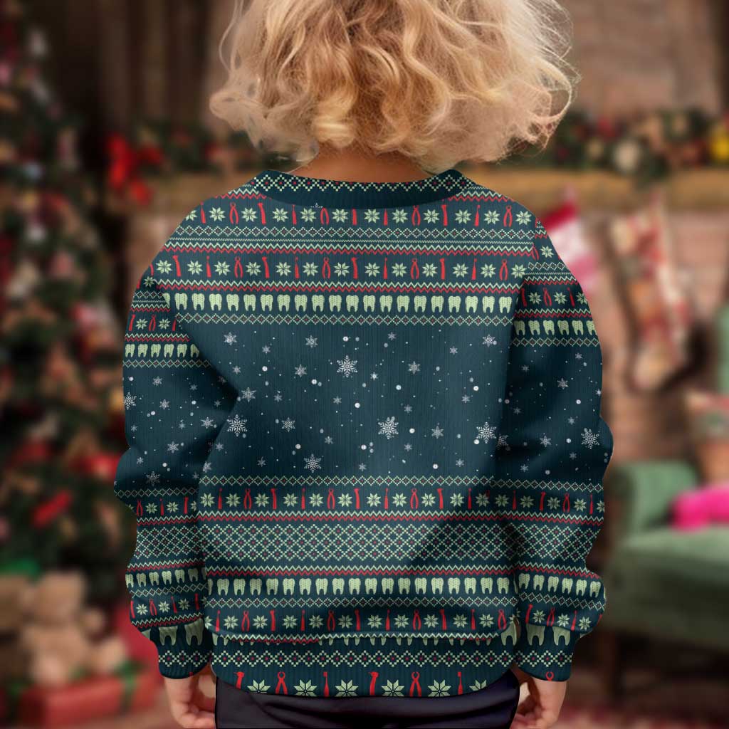 Funny Christmas Dental Squad Tooth Characters Kid Ugly Christmas Sweater Snowflake Pattern Design - Wonder Print Shop