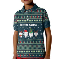 Funny Christmas Dental Squad Tooth Characters Kid Polo Shirt Snowflake Pattern Design - Wonder Print Shop