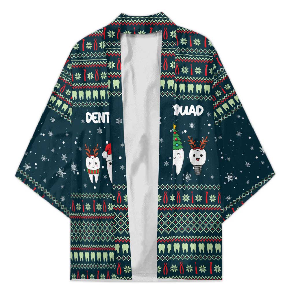 Funny Christmas Dental Squad Tooth Characters Kimono Snowflake Pattern Design - Wonder Print Shop