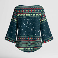 Funny Christmas Dental Squad Tooth Characters Kimono Sleeve Blouse Snowflake Pattern Design - Wonder Print Shop