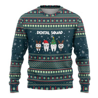 Funny Christmas Dental Squad Tooth Characters Ugly Christmas Sweater Snowflake Pattern Design - Wonder Print Shop