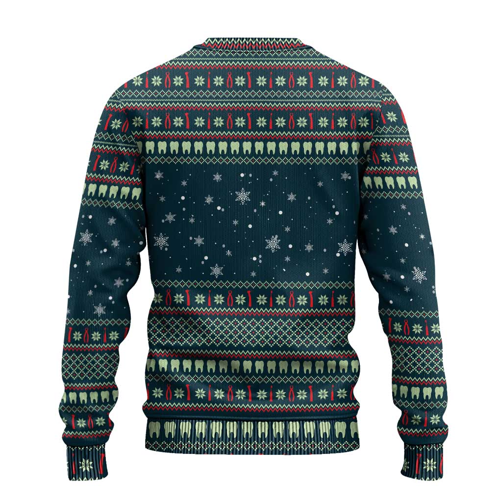 Funny Christmas Dental Squad Tooth Characters Ugly Christmas Sweater Snowflake Pattern Design - Wonder Print Shop