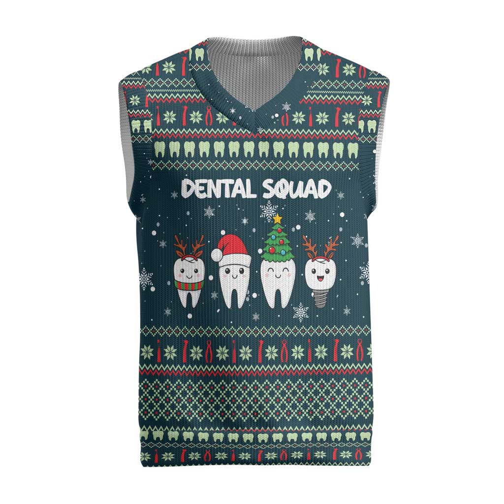 Funny Christmas Dental Squad Tooth Characters Christmas Knitted V-Neck Vest Snowflake Pattern Design - Wonder Print Shop