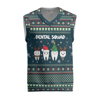 Funny Christmas Dental Squad Tooth Characters Christmas Knitted V-Neck Vest Snowflake Pattern Design - Wonder Print Shop