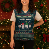 Funny Christmas Dental Squad Tooth Characters Christmas Knitted V-Neck Vest Snowflake Pattern Design - Wonder Print Shop