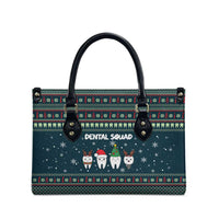 Funny Christmas Dental Squad Tooth Characters Leather Bag Snowflake Pattern Design - Wonder Print Shop