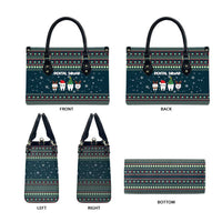 Funny Christmas Dental Squad Tooth Characters Leather Bag Snowflake Pattern Design - Wonder Print Shop