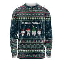 Funny Christmas Dental Squad Tooth Characters Long Sleeve Shirt Snowflake Pattern Design - Wonder Print Shop