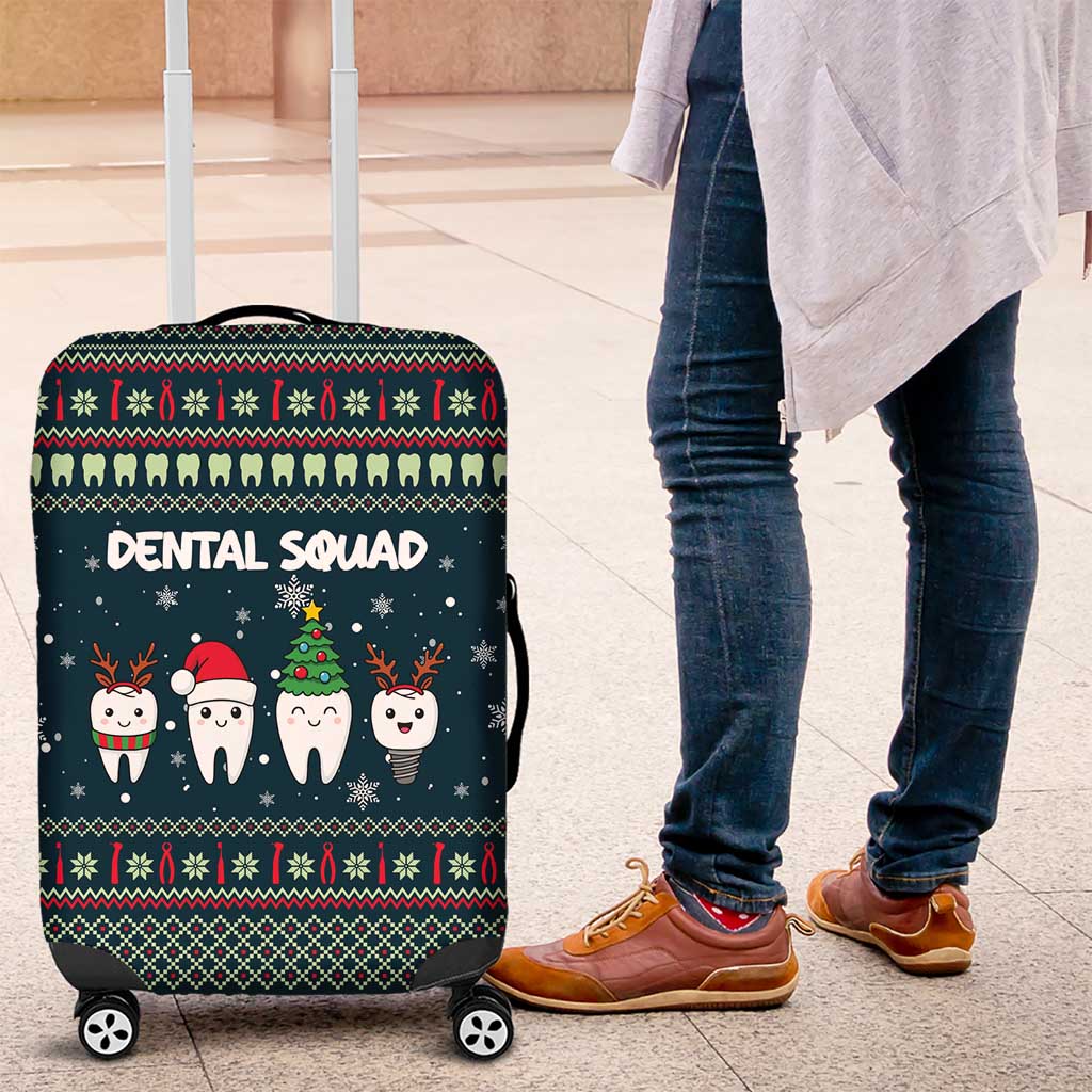 Funny Christmas Dental Squad Tooth Characters Luggage Cover Snowflake Pattern Design - Wonder Print Shop