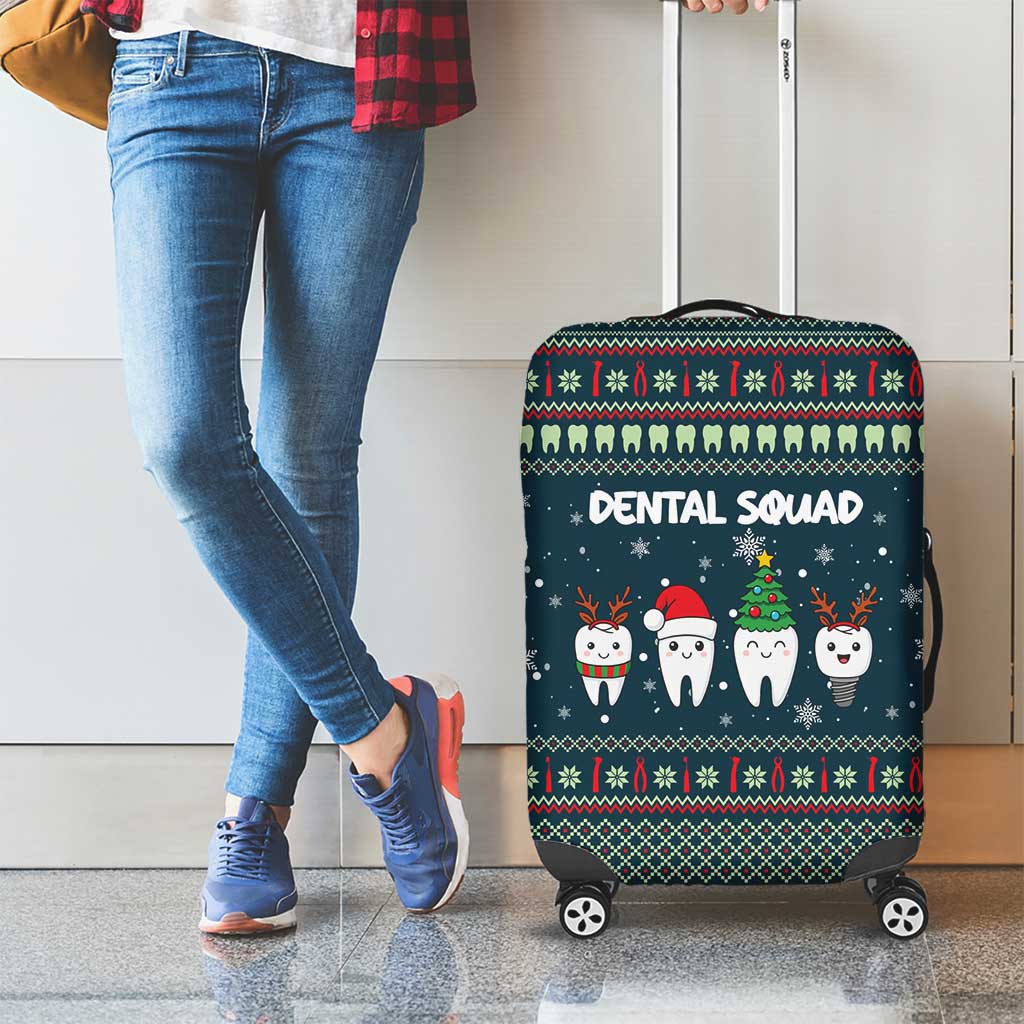 Funny Christmas Dental Squad Tooth Characters Luggage Cover Snowflake Pattern Design - Wonder Print Shop