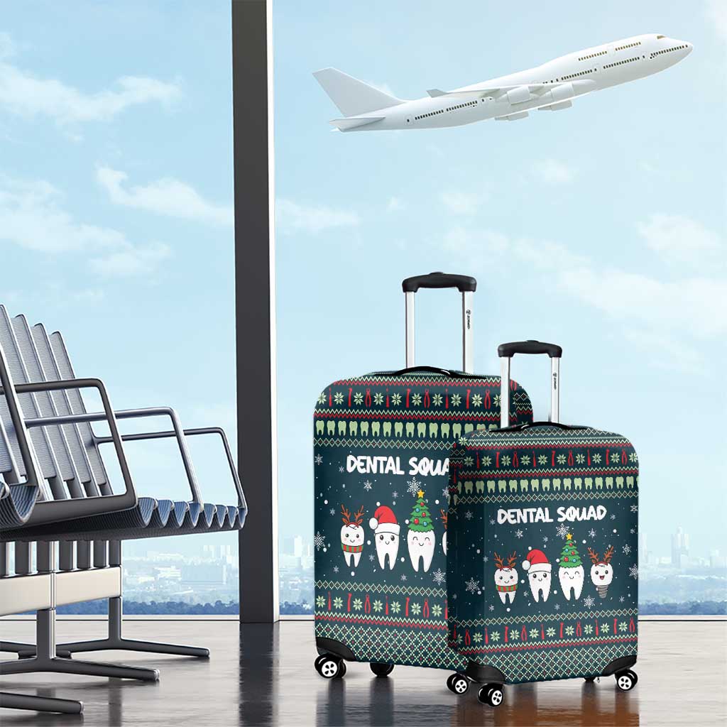 Funny Christmas Dental Squad Tooth Characters Luggage Cover Snowflake Pattern Design - Wonder Print Shop