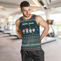 Funny Christmas Dental Squad Tooth Characters Men Tank Top Snowflake Pattern Design - Wonder Print Shop