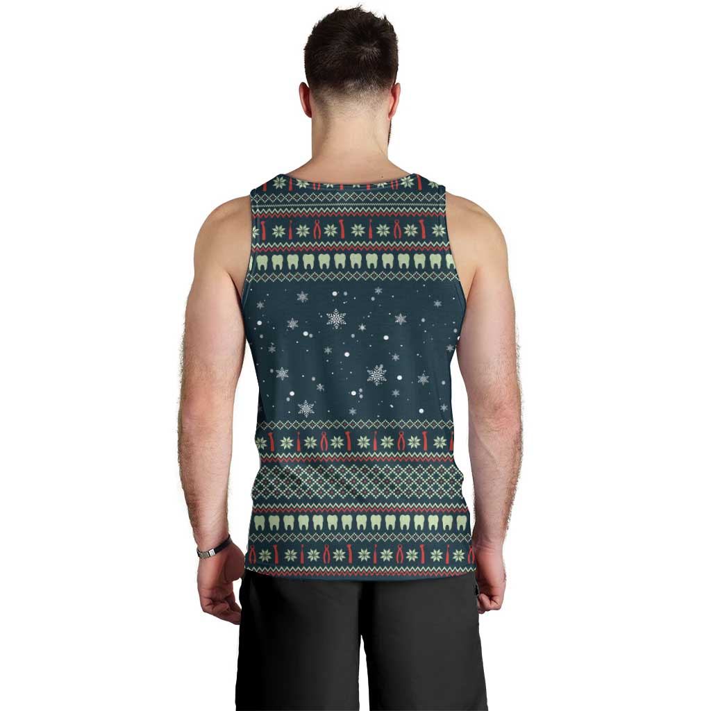Funny Christmas Dental Squad Tooth Characters Men Tank Top Snowflake Pattern Design - Wonder Print Shop