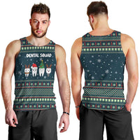 Funny Christmas Dental Squad Tooth Characters Men Tank Top Snowflake Pattern Design - Wonder Print Shop