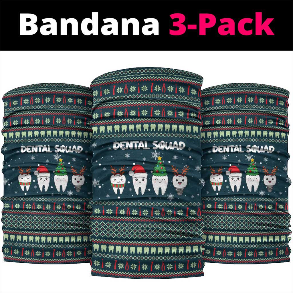 Funny Christmas Dental Squad Tooth Characters Neck Gaiter Snowflake Pattern Design - Wonder Print Shop