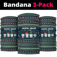 Funny Christmas Dental Squad Tooth Characters Neck Gaiter Snowflake Pattern Design - Wonder Print Shop