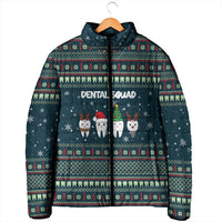 Funny Christmas Dental Squad Tooth Characters Padded Jacket Snowflake Pattern Design - Wonder Print Shop