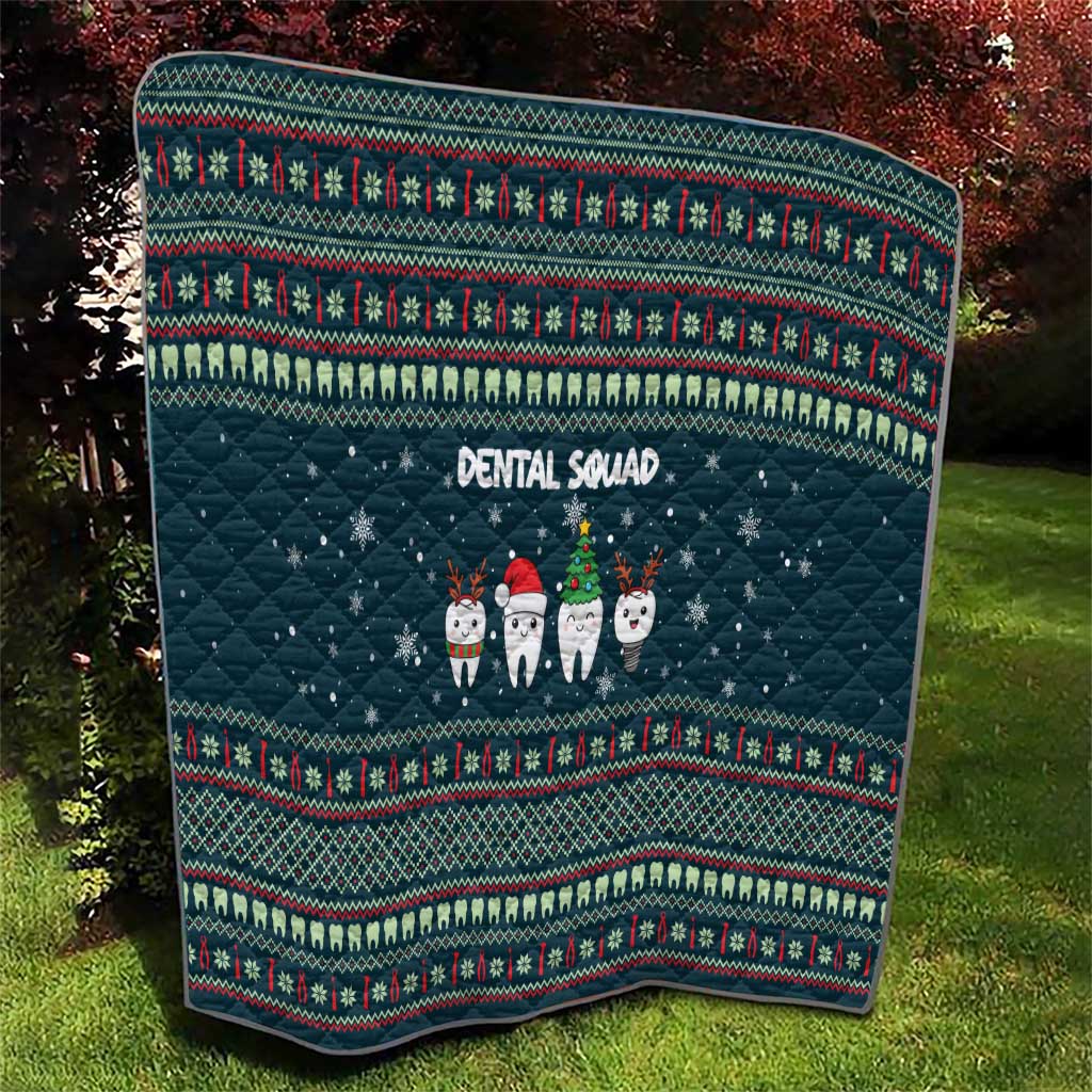Funny Christmas Dental Squad Tooth Characters Quilt Snowflake Pattern Design - Wonder Print Shop