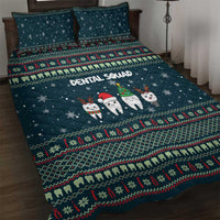 Funny Christmas Dental Squad Tooth Characters Quilt Bed Set Snowflake Pattern Design - Wonder Print Shop