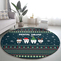 Funny Christmas Dental Squad Tooth Characters Round Carpet Snowflake Pattern Design - Wonder Print Shop
