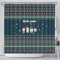 Funny Christmas Dental Squad Tooth Characters Shower Curtain Snowflake Pattern Design - Wonder Print Shop