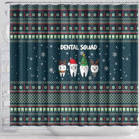 Funny Christmas Dental Squad Tooth Characters Shower Curtain Snowflake Pattern Design - Wonder Print Shop