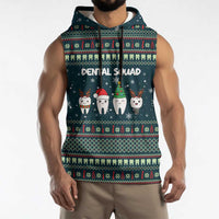 Funny Christmas Dental Squad Tooth Characters Sleeveless Hoodie Snowflake Pattern Design - Wonder Print Shop
