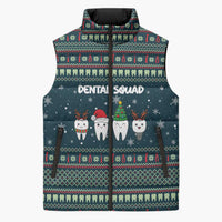 Funny Christmas Dental Squad Tooth Characters Sleeveless Puffer Jacket Snowflake Pattern Design - Wonder Print Shop