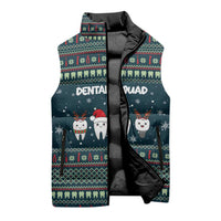Funny Christmas Dental Squad Tooth Characters Sleeveless Puffer Jacket Snowflake Pattern Design - Wonder Print Shop
