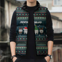 Funny Christmas Dental Squad Tooth Characters Sleeveless Puffer Jacket Snowflake Pattern Design - Wonder Print Shop