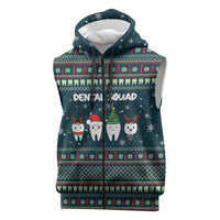 Funny Christmas Dental Squad Tooth Characters Sleeveless Zip Hoodie Snowflake Pattern Design - Wonder Print Shop
