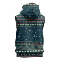 Funny Christmas Dental Squad Tooth Characters Sleeveless Zip Hoodie Snowflake Pattern Design - Wonder Print Shop