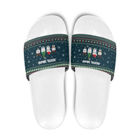 Funny Christmas Dental Squad Tooth Characters Slide Sandals Snowflake Pattern Design - Wonder Print Shop
