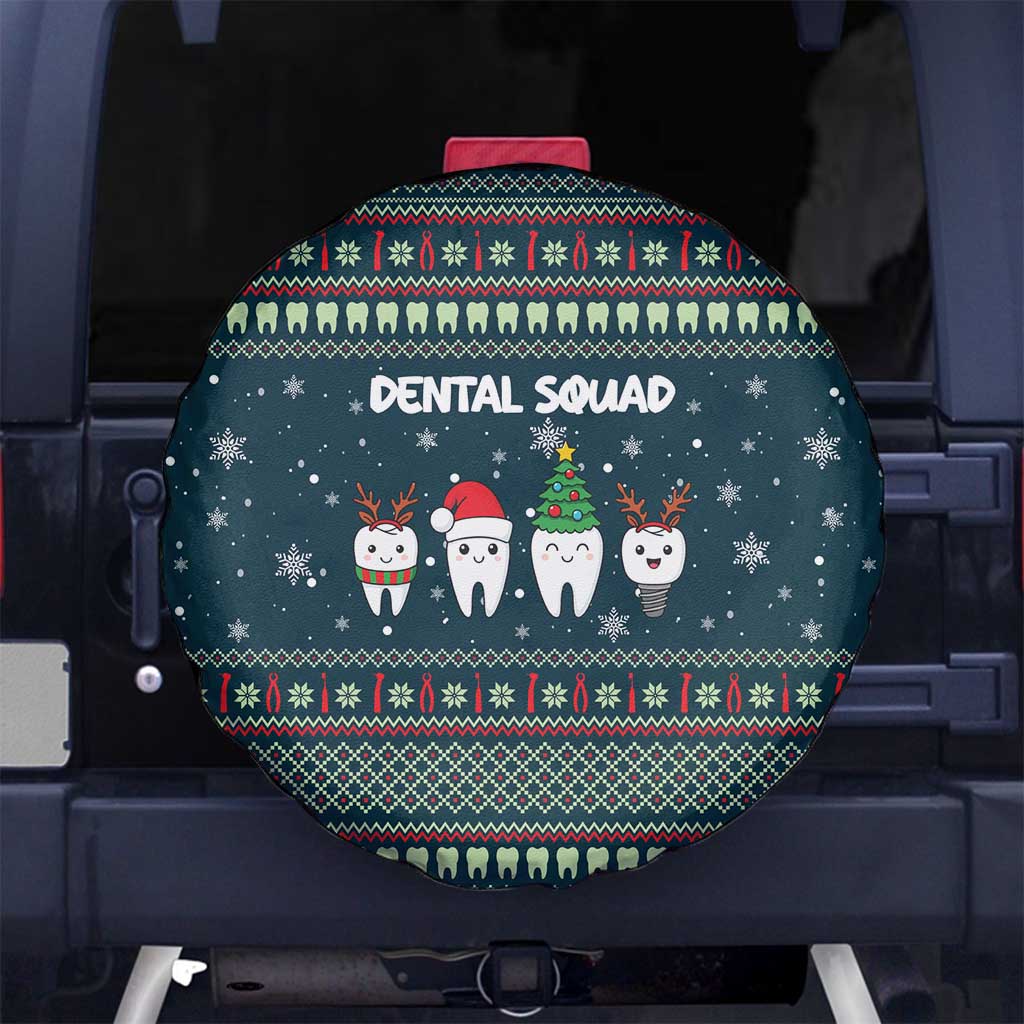 Funny Christmas Dental Squad Tooth Characters Spare Tire Cover Snowflake Pattern Design - Wonder Print Shop